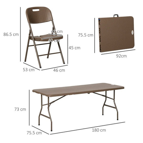 6-Seater Resin Rattan Effect Dining Set
