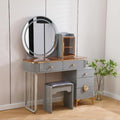 HIGH GLOSS BEDROOM DRESSING TABLE GREY AND GOLD