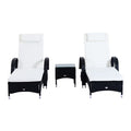 3-Piece Waterproof Rattan Reclining Sun Lounger &amp; Table Set