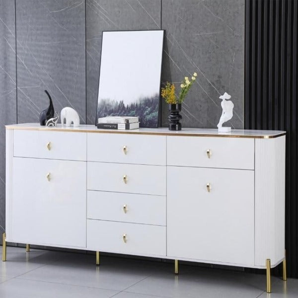 HIGH GLOSS BEDROOM DRESSING TABLE WITH MIRROR AND DRAWERS