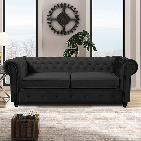 HERO CHESTERFIELD BLACK 3+2 SEATER SOFA