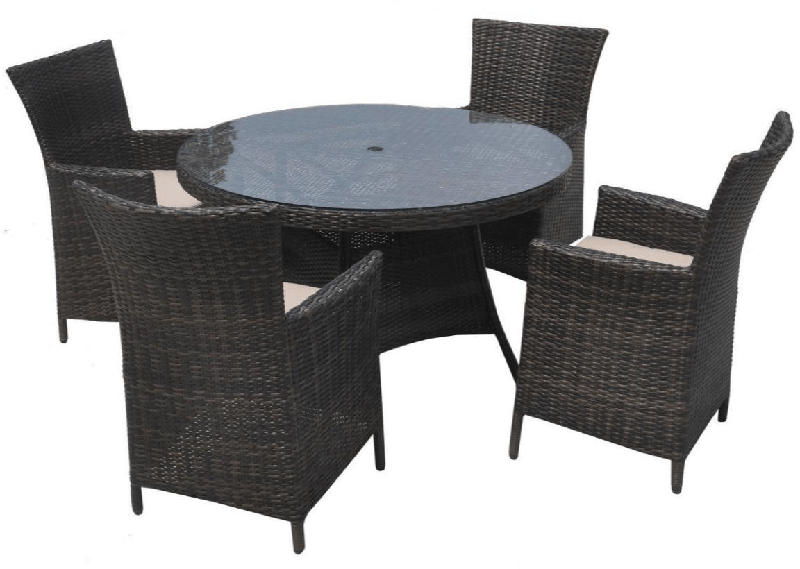 The Westbury 4 Seater With Round Table Brown/Grey