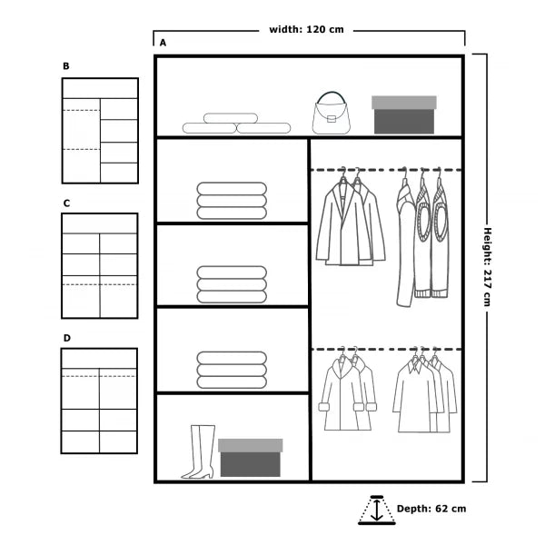 CHICAGO GREY WARDROBE 250cm