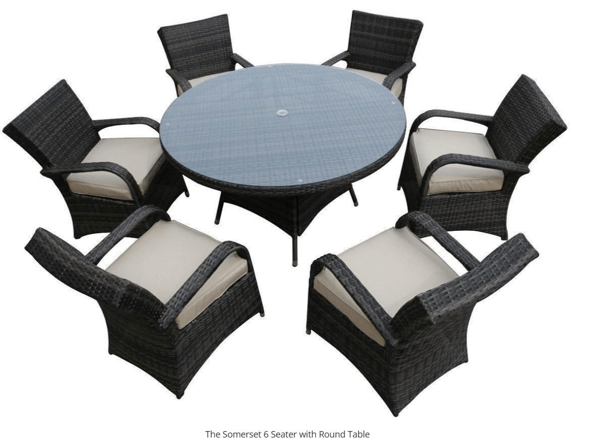 The Somerset 6 Seater With Round Table Brown/Grey