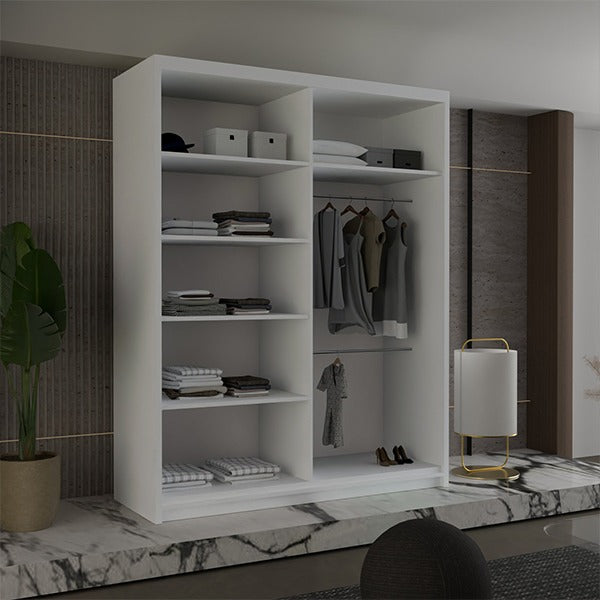 DIAMOND WHITE WARDROBE 150cm/203cm