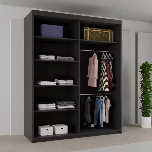 BATUMI BLACK SLIDING WARDROBE 120/150cm/180cm/203cm