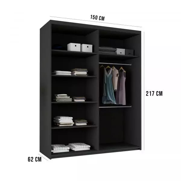 Estonia 2 Door Sliding Wardrobe Black 150/203cm