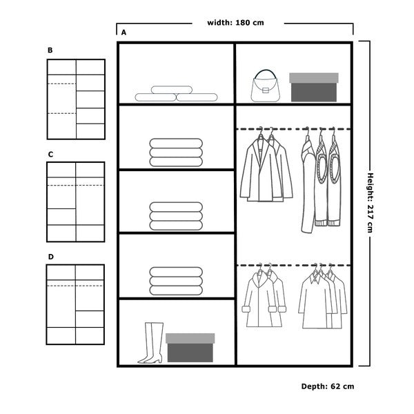 CHICAGO GREY WARDROBE 250cm