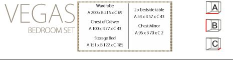 VEGAS BLACK&amp;WHITE BEDROOM SET