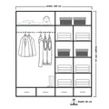 SYDNEY HIGH GLOSS BLACK/GOLD WARDROBE 203cm/253cm