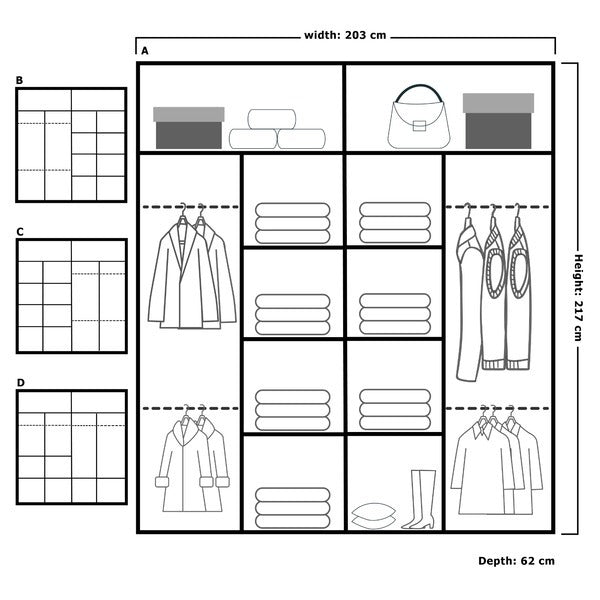CHICAGO GREY WARDROBE 250cm