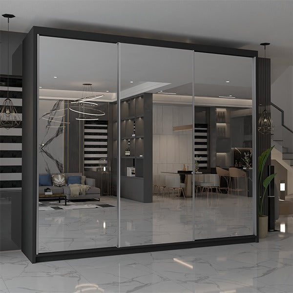 CHICAGO BLACK WARDROBE 250cm