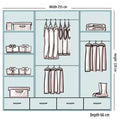 GREY HIGH GLOSS SYCYLIA WARDROBE 150-208-255CM