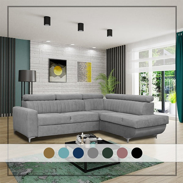 HOUSTON GREY CORNER SOFA BED