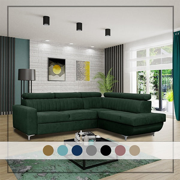 HOUSTON GREEN CORNER SOFA BED