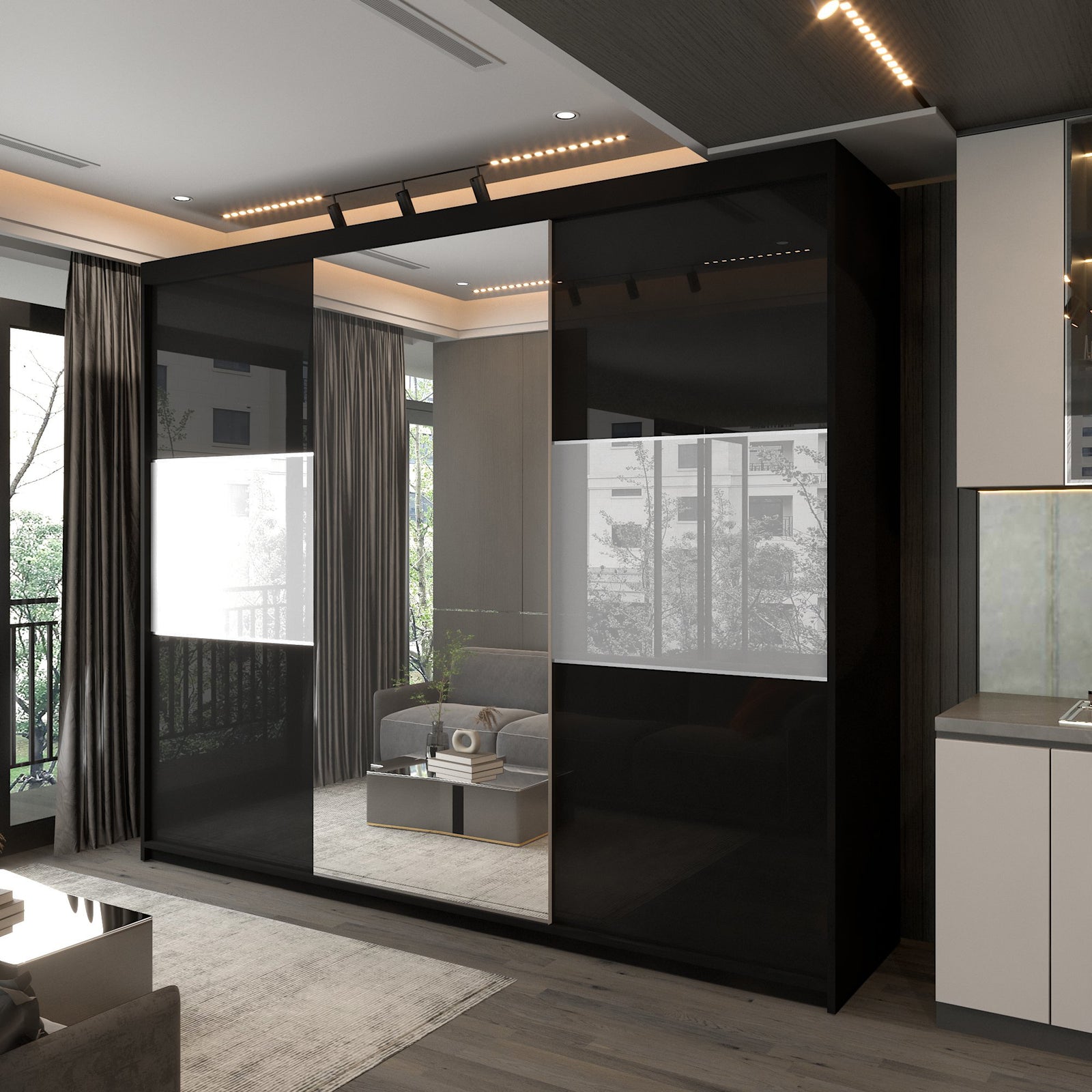 MANHATTAN BLACK HIGH GLOSS 120/150/200/250CM