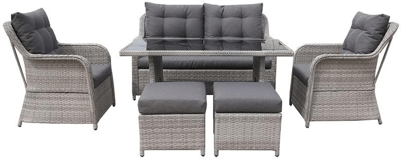 Luxury 6 Seater Sofa Dining Set Grey