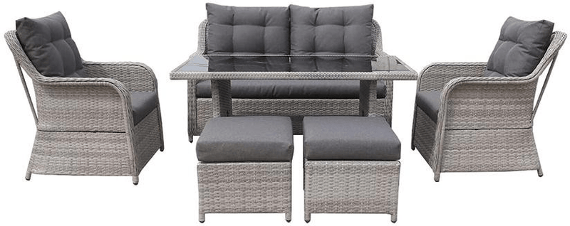 Luxury 6 Seater Sofa Dining Set Grey