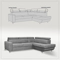 HOUSTON GREY CORNER SOFA BED