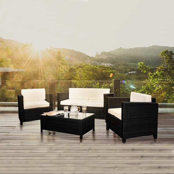 4 Piece Rattan Lounge Set