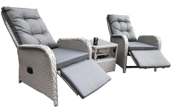 Berlin Rattan Recliner with Ice Bucket Grey