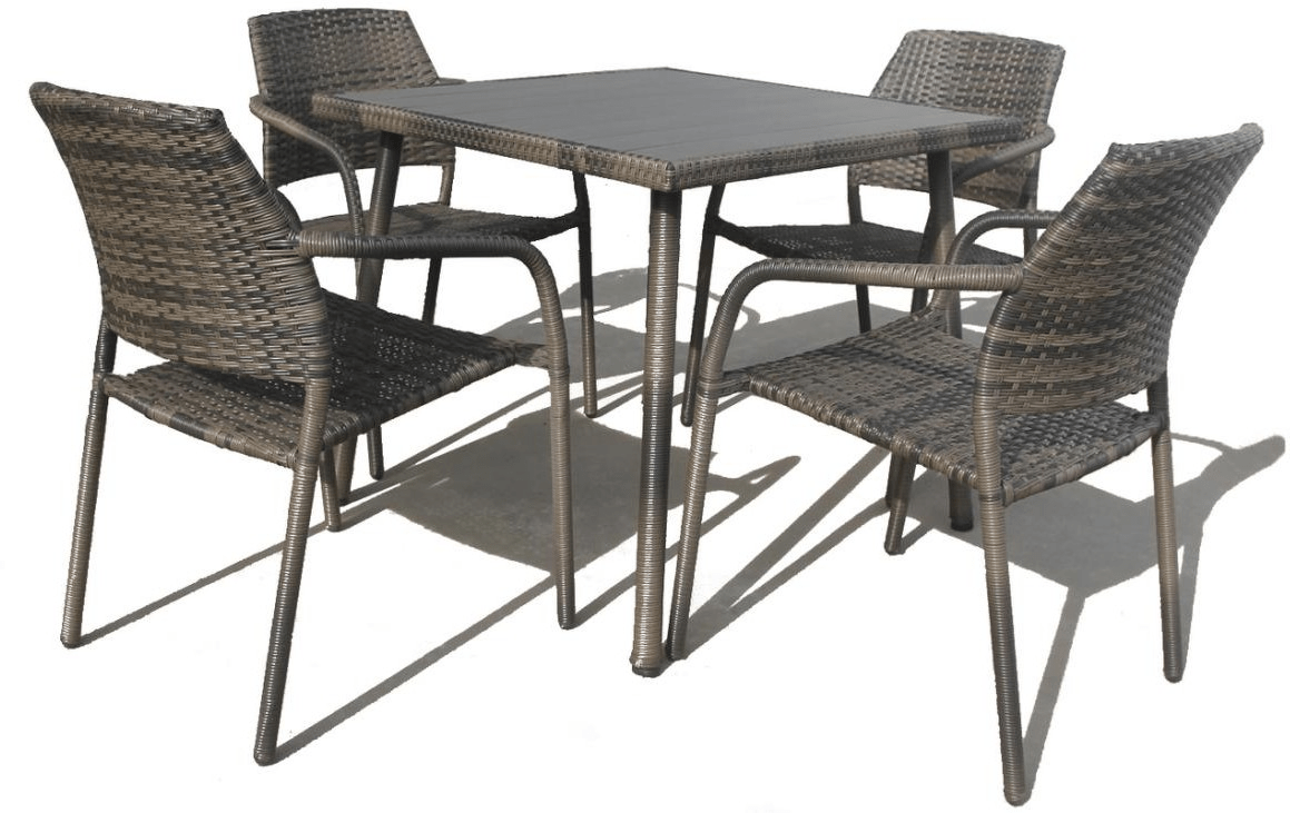 Rattan Dining Set 1.2m Rectangle Table with 4 chairs