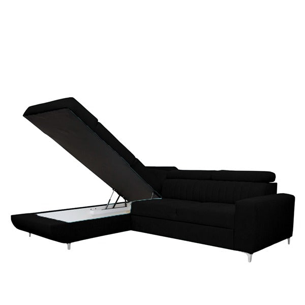HOUSTON BLACK CORNER SOFA BED