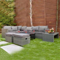8 Seater Rattan Garden Table Set Grey