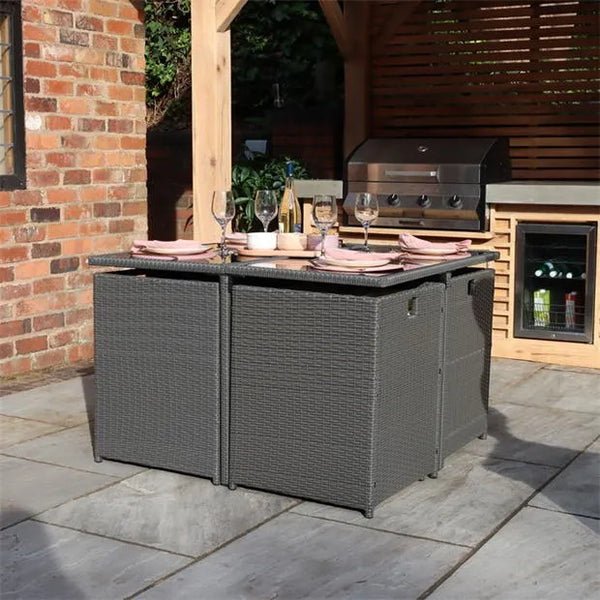 Cannes 8 Seat Cube Dining Set Grey