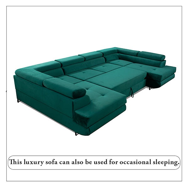 GREEN U-CORNER SOFA BED