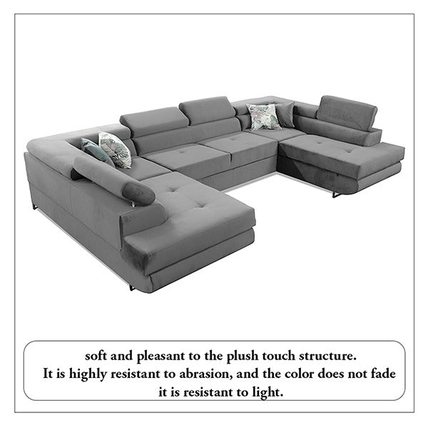 GREY U-CORNER SOFA BED