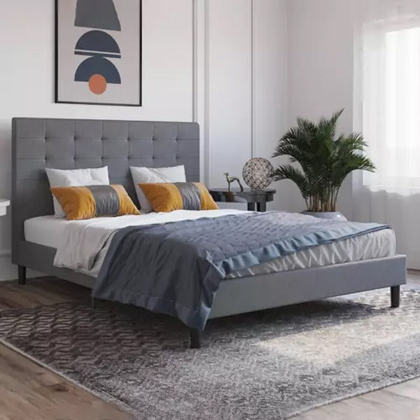 ALEXANDRA GREY FABRIC BED