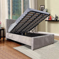 AMORE Silver Velvet Ottoman Storage Fabric Bed