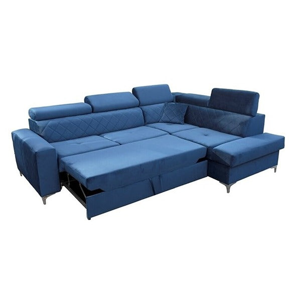 GLOSS CORNER SOFA BED BLUE