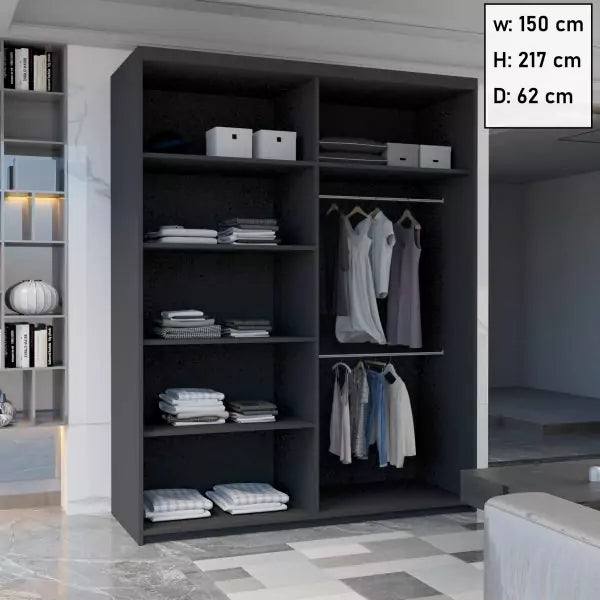 ANDORRA SLIDING WARDROBE BLACK 150cm/203cm