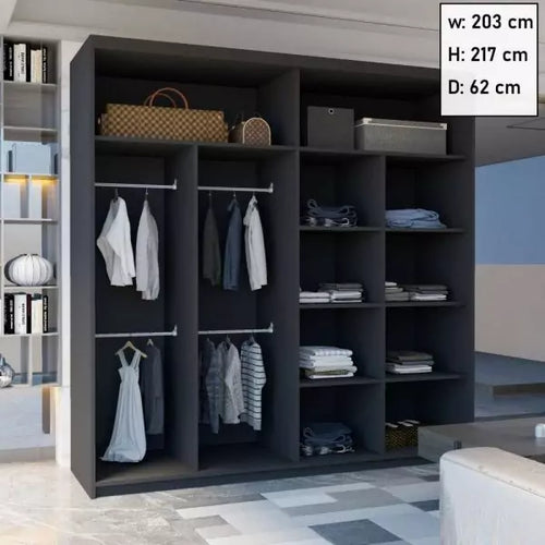 ANDORRA SLIDING WARDROBE BLACK 150cm/203cm