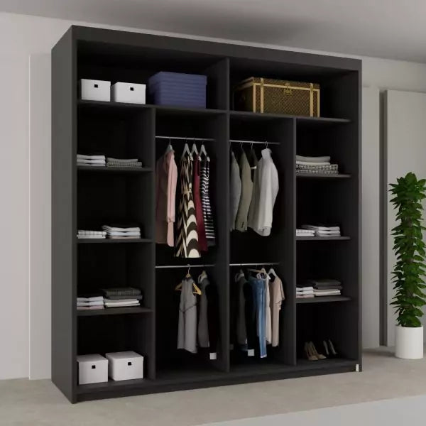 BATUMI BLACK SLIDING WARDROBE 120/150cm/180cm/203cm