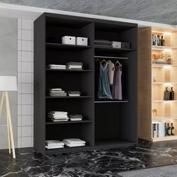 Estonia 2 Door Sliding Wardrobe Black 150/203cm
