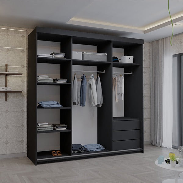 Serbia Black Sliding Wardrobe 150cm/200cm