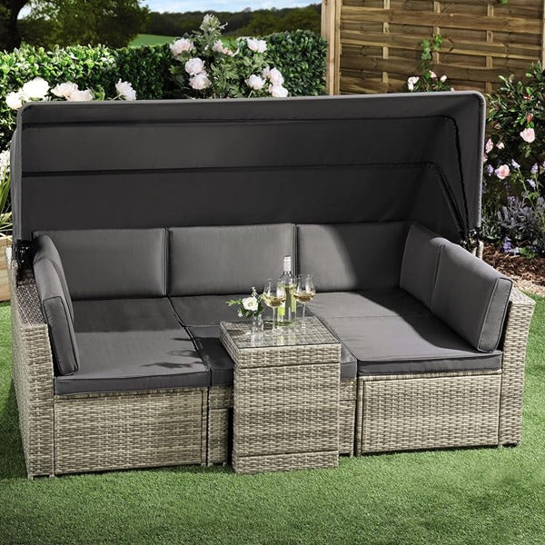 California Rattan Daybed with Canopy