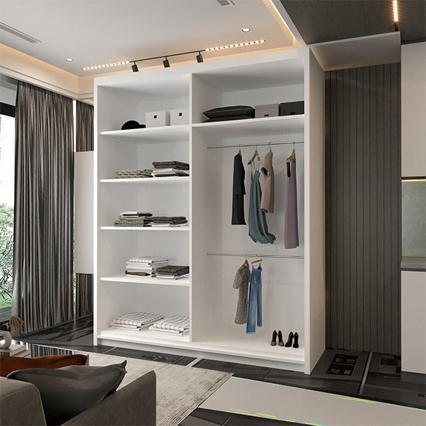 CHELSEA WHITE WARDROBE BLACK STRIP 150cm/203cm