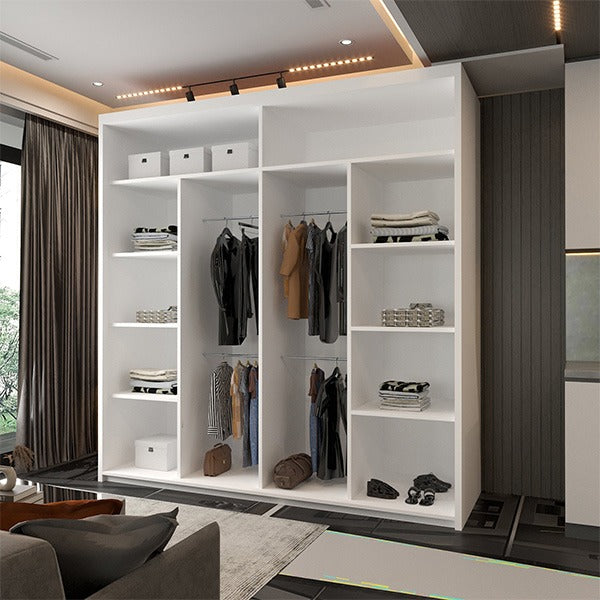 CHELSEA WHITE WARDROBE BLACK STRIP 150cm/203cm