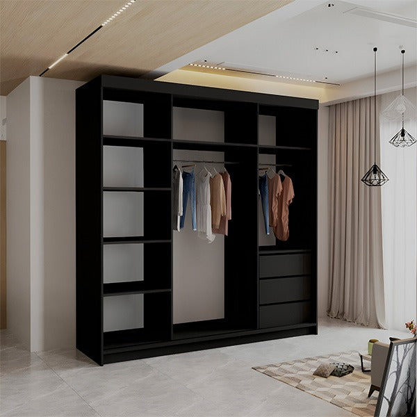 LATVIA VOTAN BLACK SLIDING WARDROBE 200/250cm
