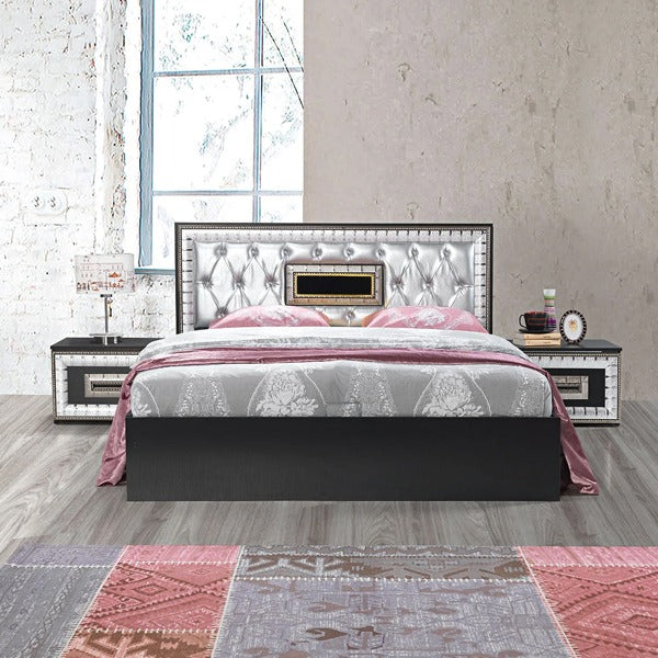 DUBAI BLACK/SILVER STORAGE BED