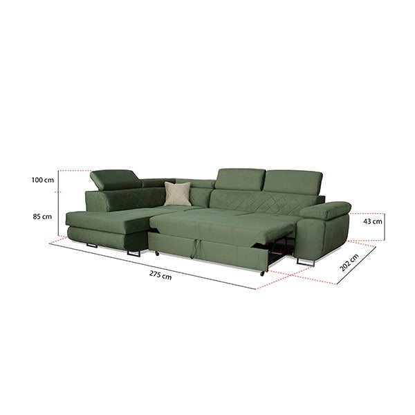 LAGUNA GREEN CORNER SOFA BED