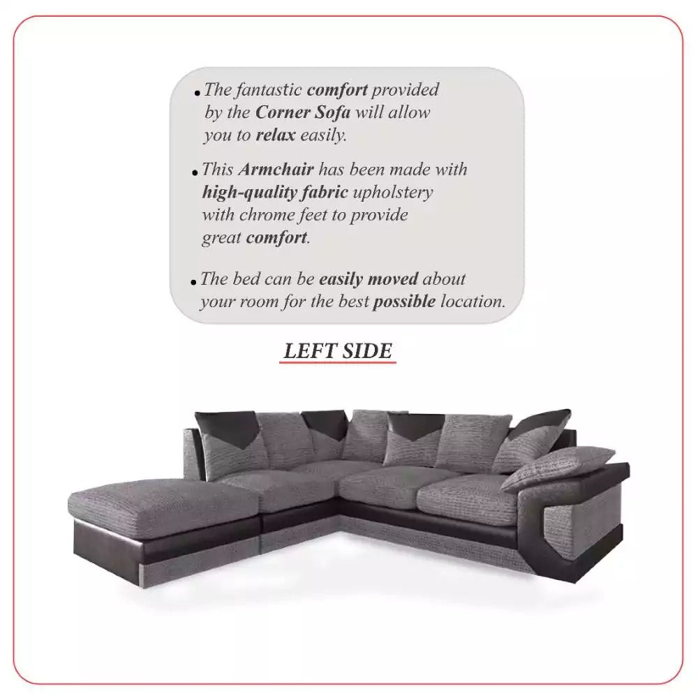 Dino Corner Sofa Black/Grey