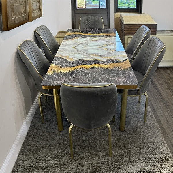 Moscow Grey and Gold Table with Chairs