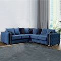 Finchley Blue/Black Corner Sofa