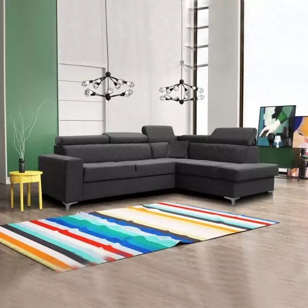 GLOSS CORNER SOFA BED GREY