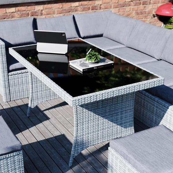 Garden Vida Belgrave 9 Seater Rattan Set Grey